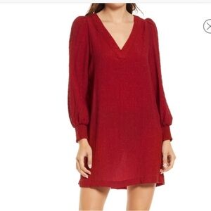 BB Dakota by Steve Madden Burgundy Ruston Textured Long Sleeve Top